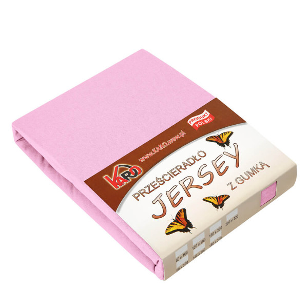 Prześcieradło jersey z gumką 120x200 różowe jasne KARO