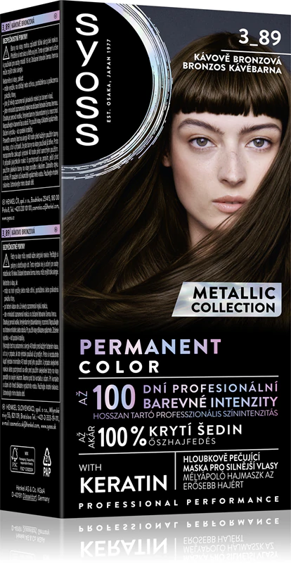 Coleção Syoss Color Metallic de tintura permanente para cabelo.