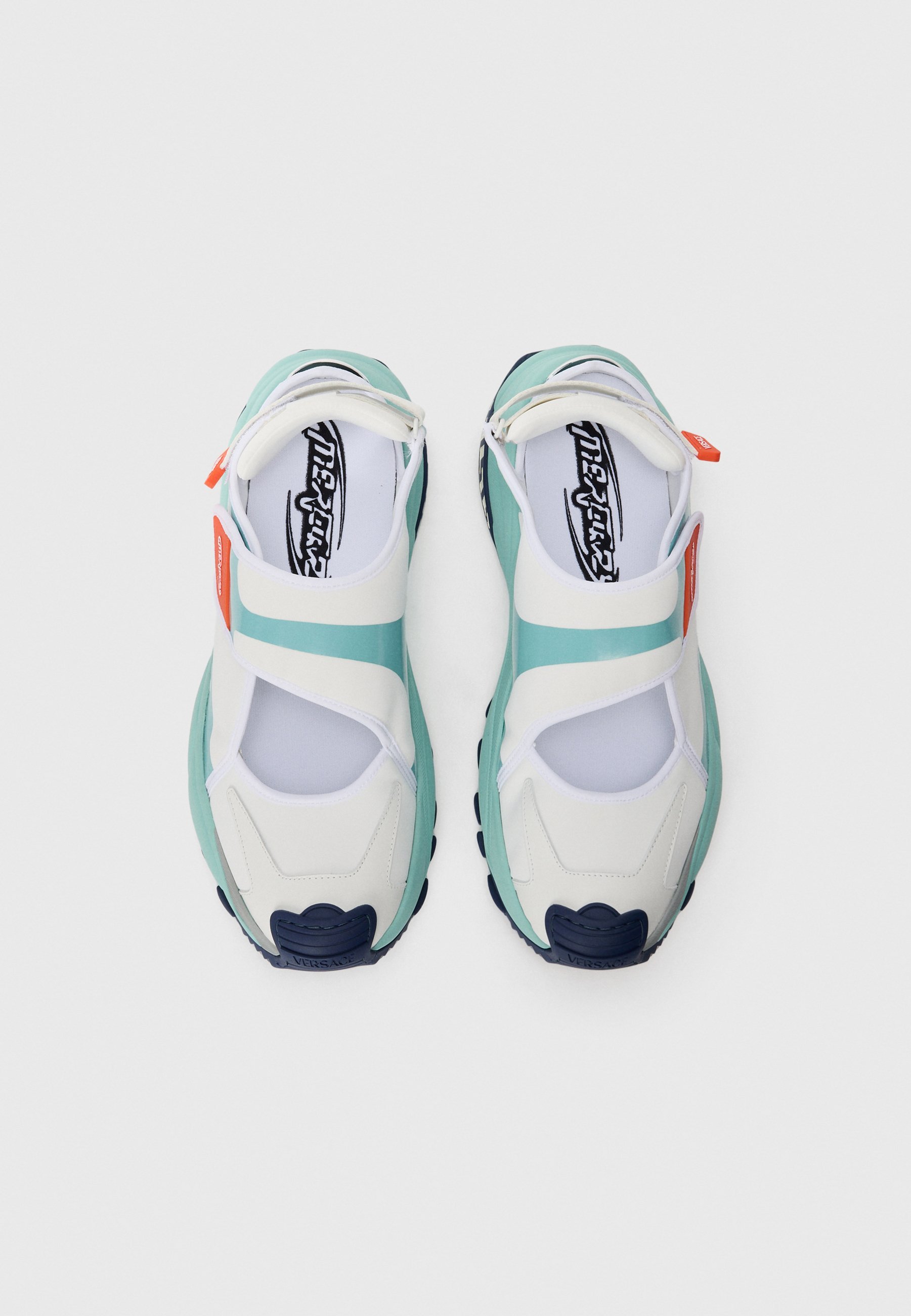 Baskets Versace - blanches/bleu clair