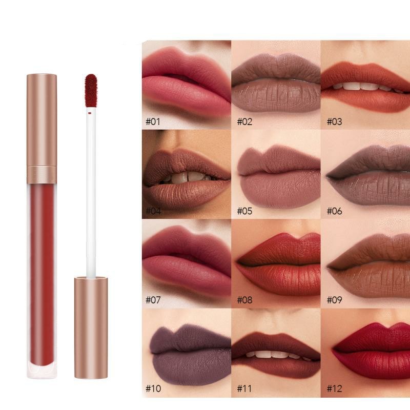 Brillo labial líquido, cosmético, glaseado labial ligero, tinte labial de larga duración, a prueba de agua, 12 colores, maquillaje labial TSLM1
