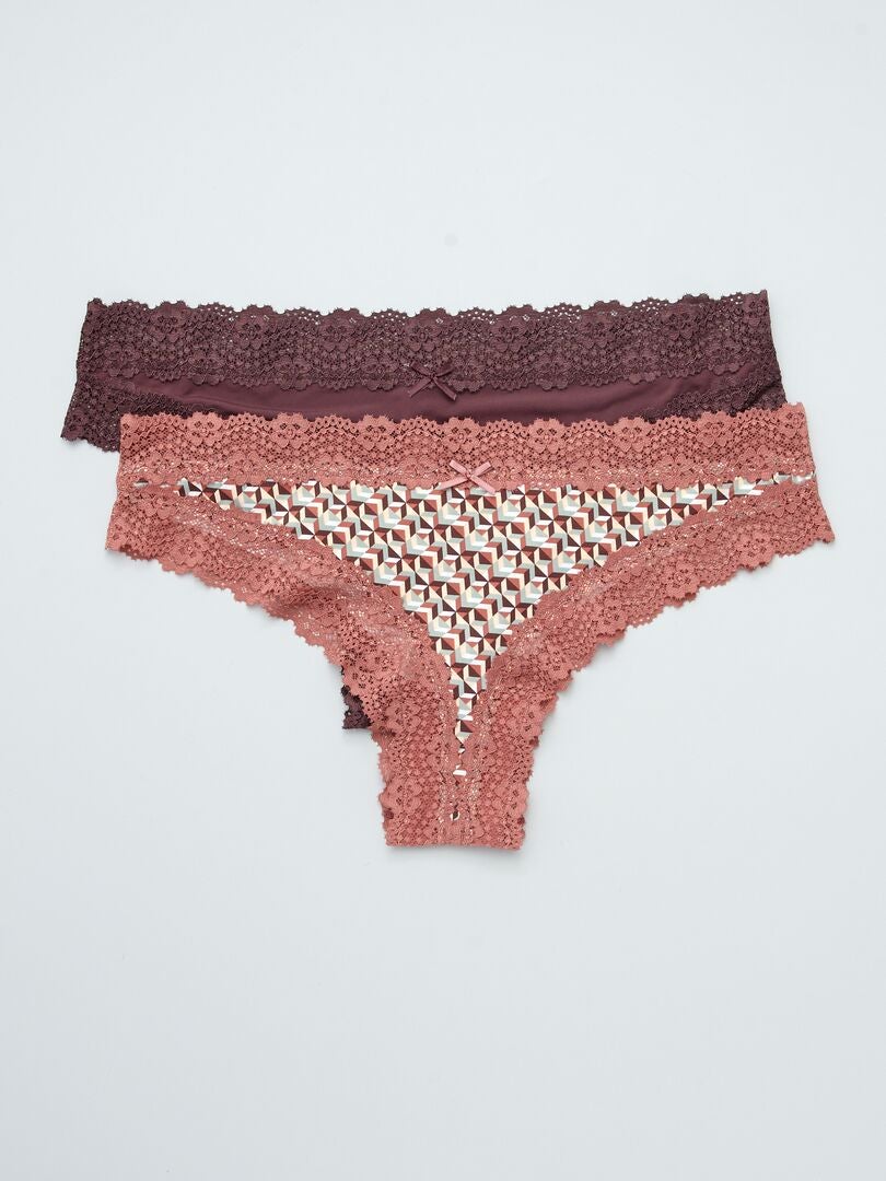 Set van 2 microvezel stringtjes - ROZE