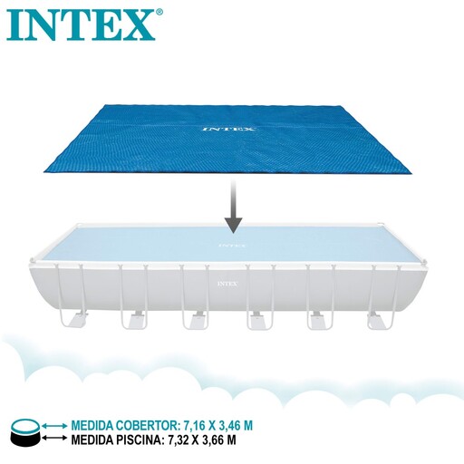 Couverture solaire Intex pour piscines rectangulaires 732 x 366 cm