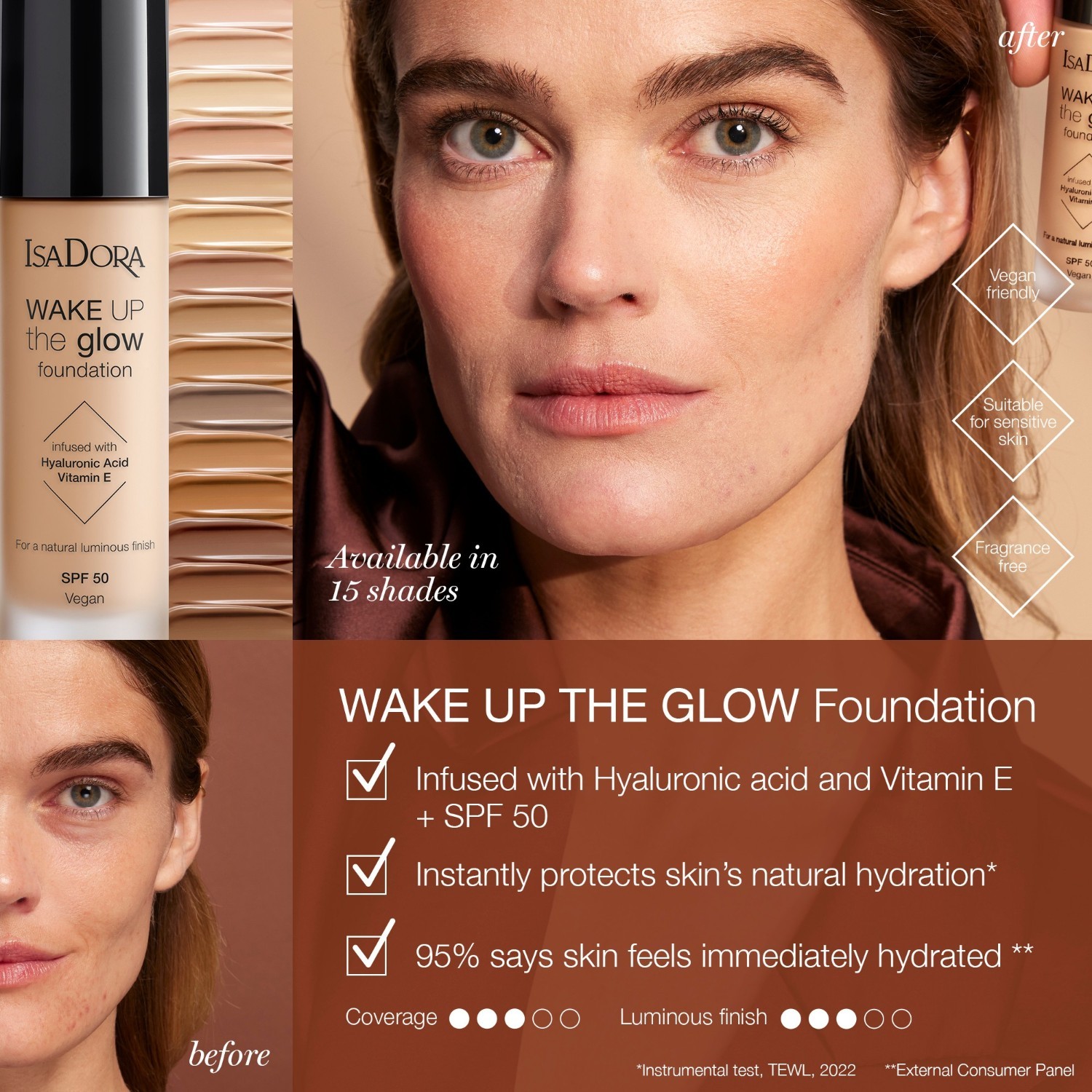 Isadora tekoči puder Wake Up The Glow - 30 ml