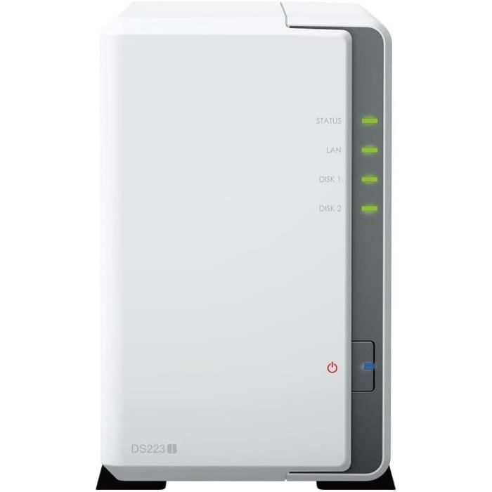 Servidor NAS - SYNOLOGY - DS223J - 2 baias - SATA 6Gb/s - RAID 1 - 1 GB de RAM