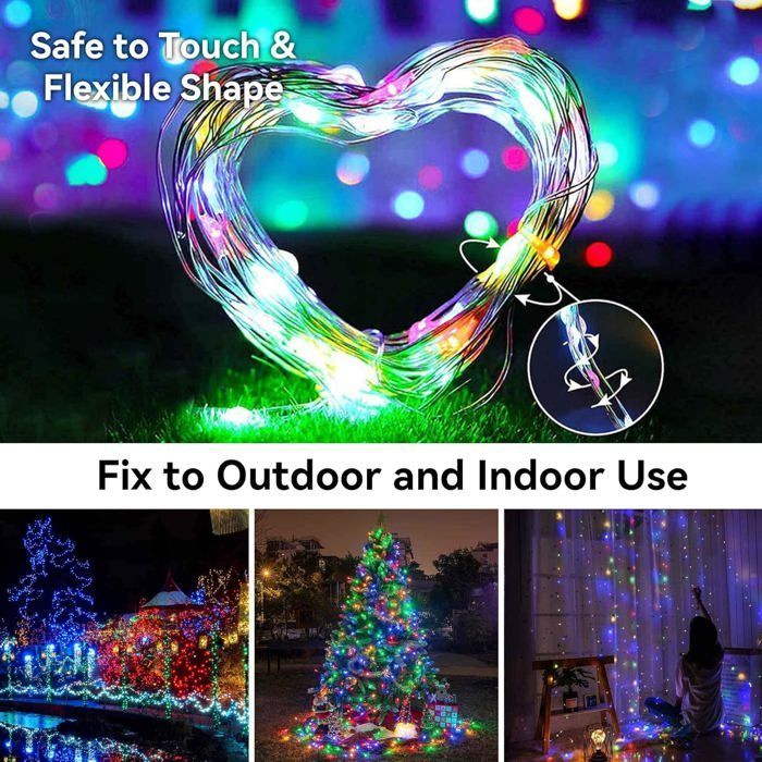 Outdoor solar string lights, 32m, 300 LEDs, waterproof, 8 modes, for patio, garden, party, wedding, colorful light