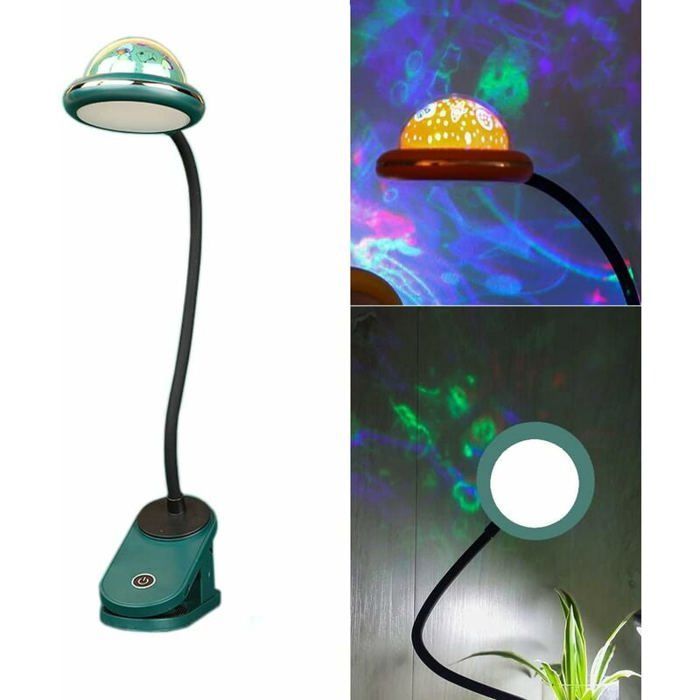 Children's Clip-on Star Projection LED Lamp, USB Rechargeable, Touch-Sensitive Brightness Night Light