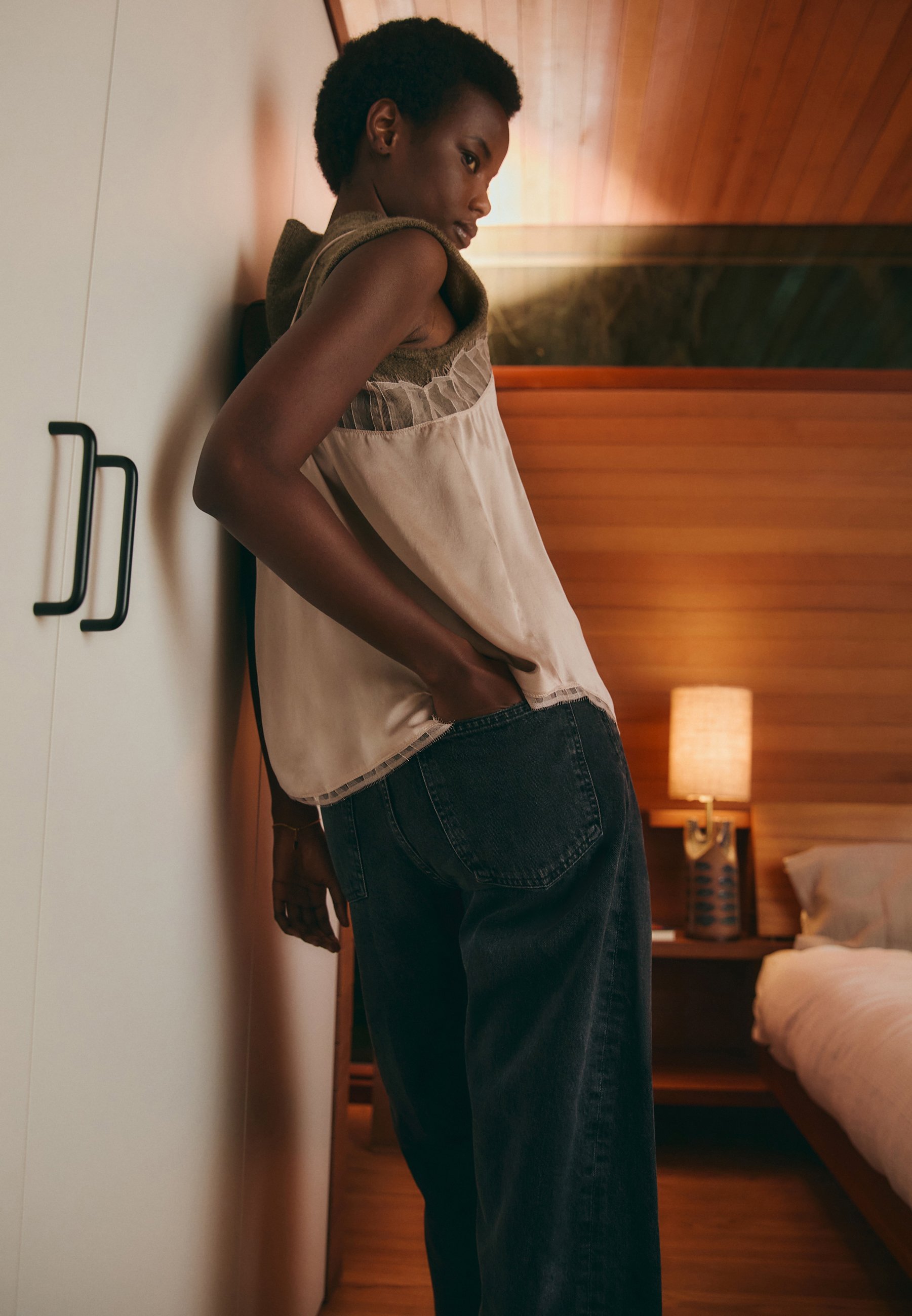 Agolde LUNA PIECED - Calça jeans de modelagem relaxada - preta lavada