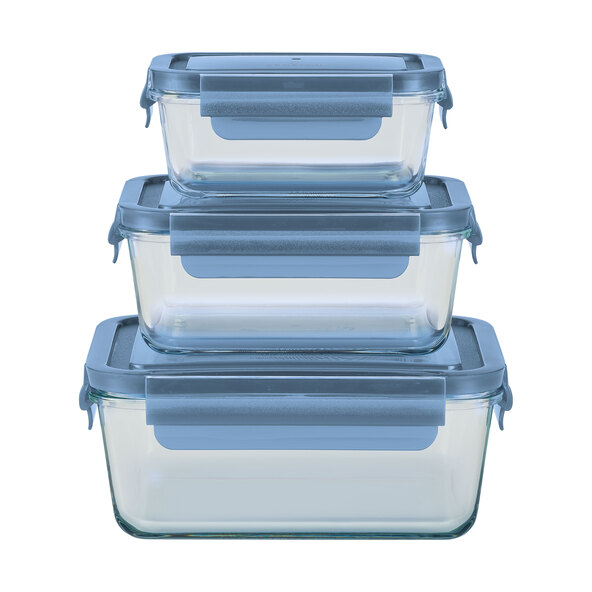 Set de recipiente din sticlă pentru depozitarea alimentelor, albastru