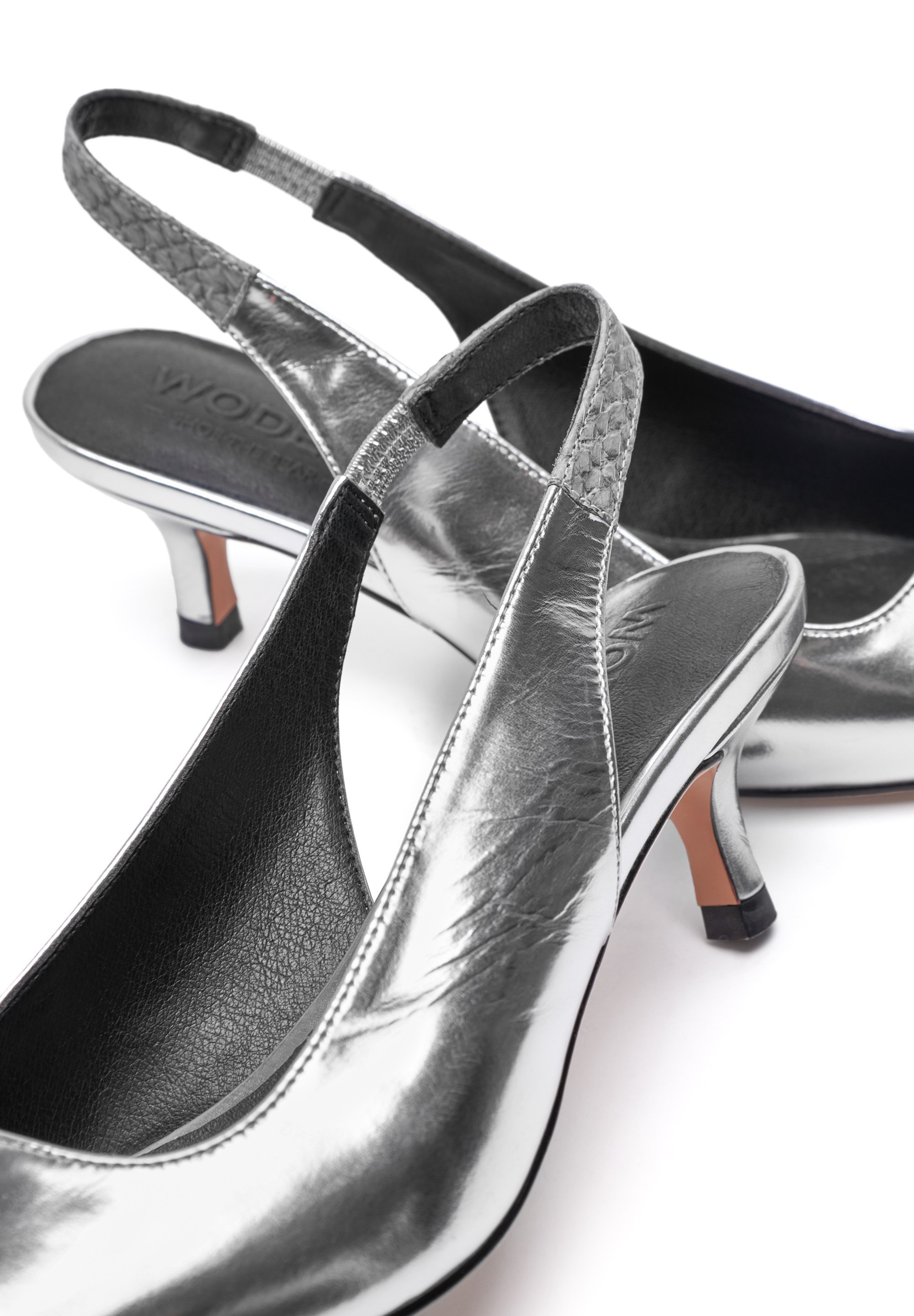Woden slingback ballerina's - zilver