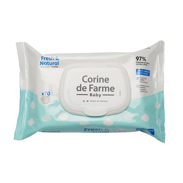 Lingettes change Fresh&Natural x70 Fibre d'origine végétale capot refermable