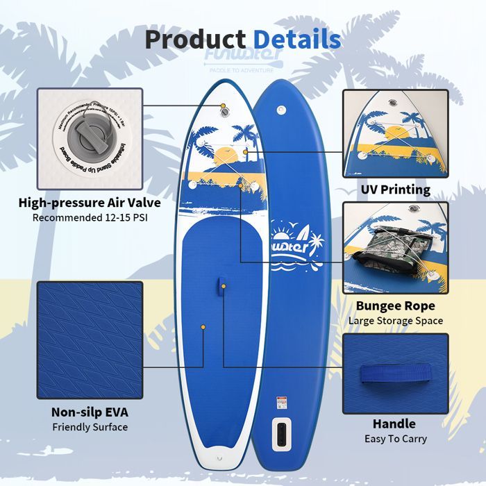 FunWater gonflable Stand Up Paddle Board planche à pagaie planche de Surf Surf Sup Board 335*83*15CM antidérapant Paddle Board