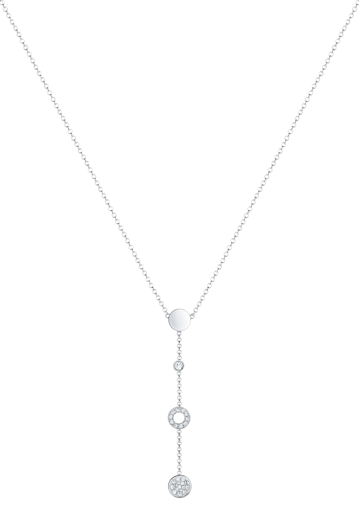 Elli Femmes Y chaîne cercles cristaux en argent sterling 925