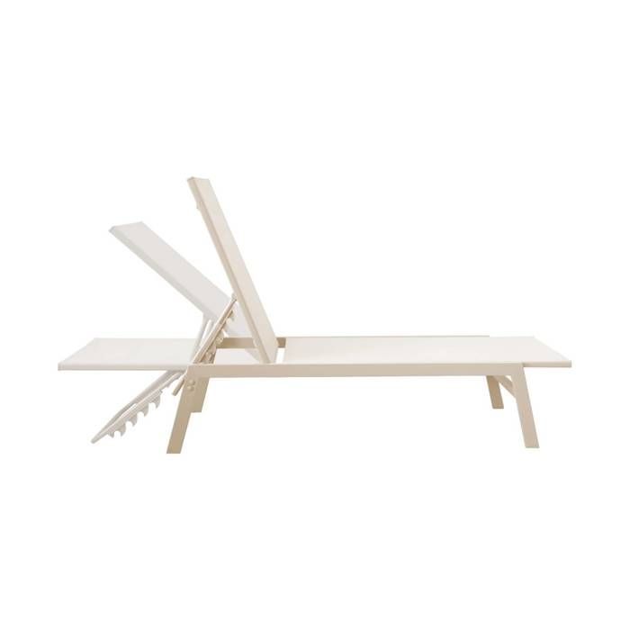 Set di 2 lettini prendisole beige. 5 posizioni. Realizzati in textilene e metallo. FLORA. L155 x P59 x H106 cm