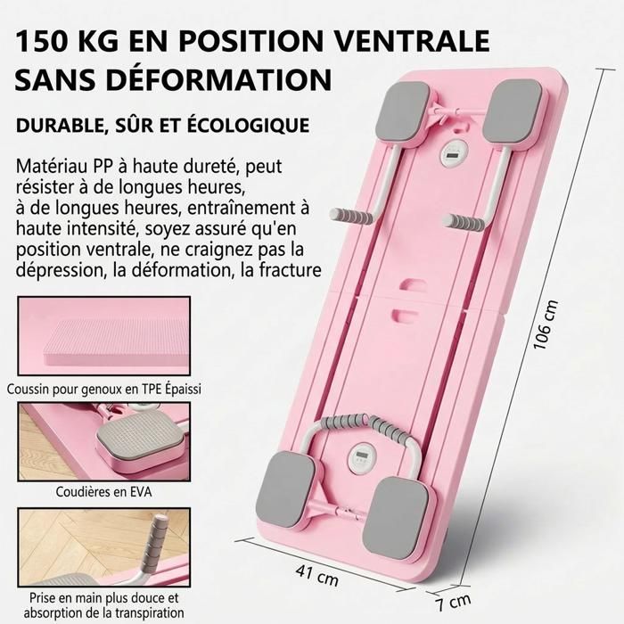Tabla abdominal multifuncional - Máquina de entrenamiento de core y pilates para fortalecer los músculos - Entrenamiento de core - Rosa