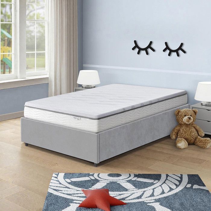 Surmatelas 90x190 cm ep 5,3 cm mousse mémoire de forme, housse stretch déhoussable, base antidérapante - PLUME