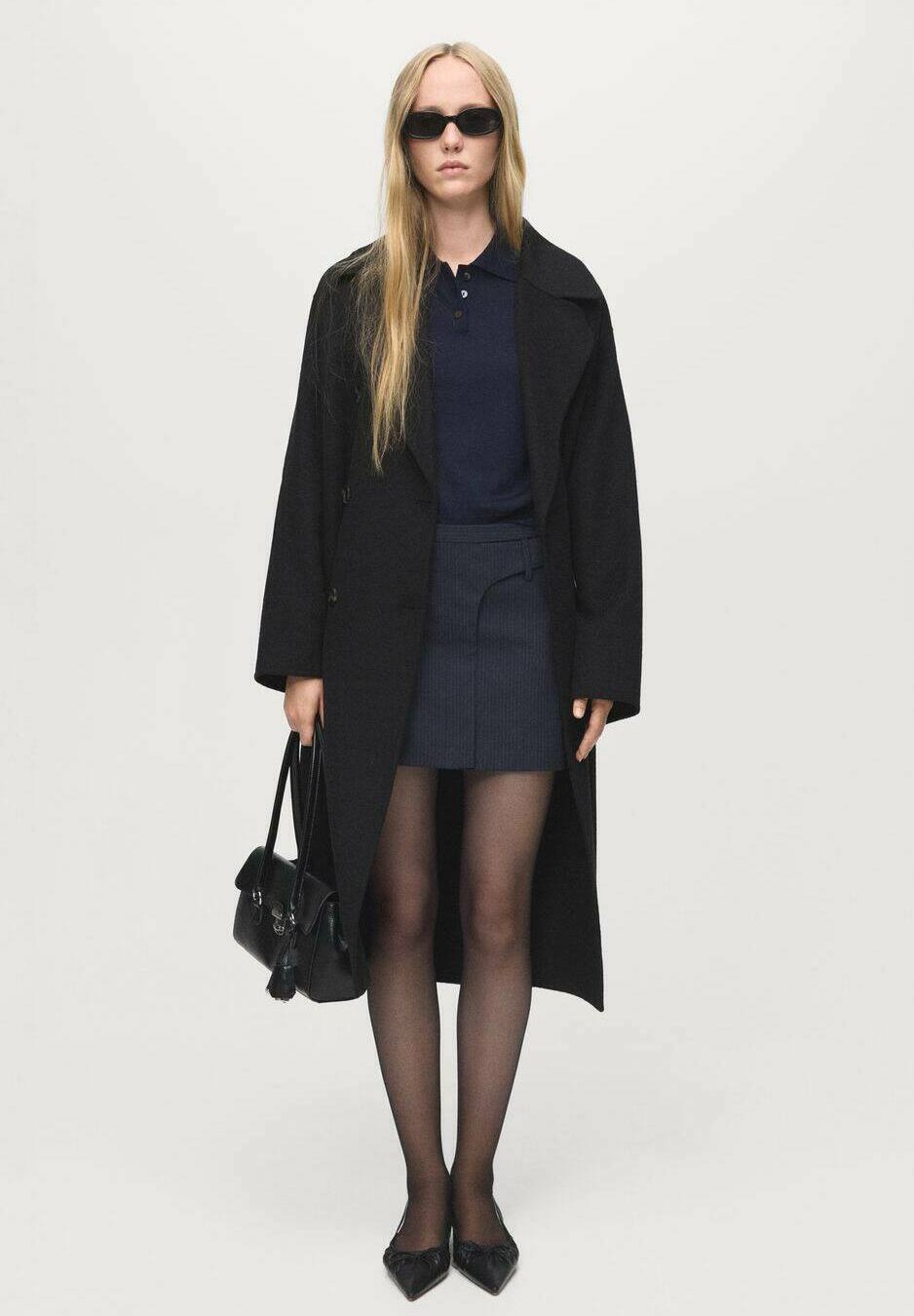 Mango Classic Mantel - schwarz