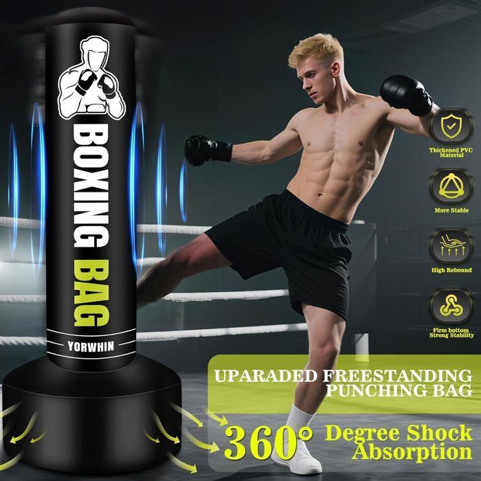 Voksenboksebold med boksehandsker - Oppustelig boksebold, Kickboksebolde til MMA Muay Thai Fitnesstræning