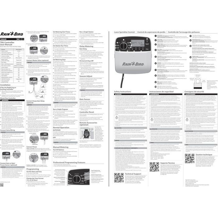 RAIN BIRD 4-Wege-Bewässerungstimer – WLAN-kompatibel – Großes LCD-Display – Zonenprogrammierung