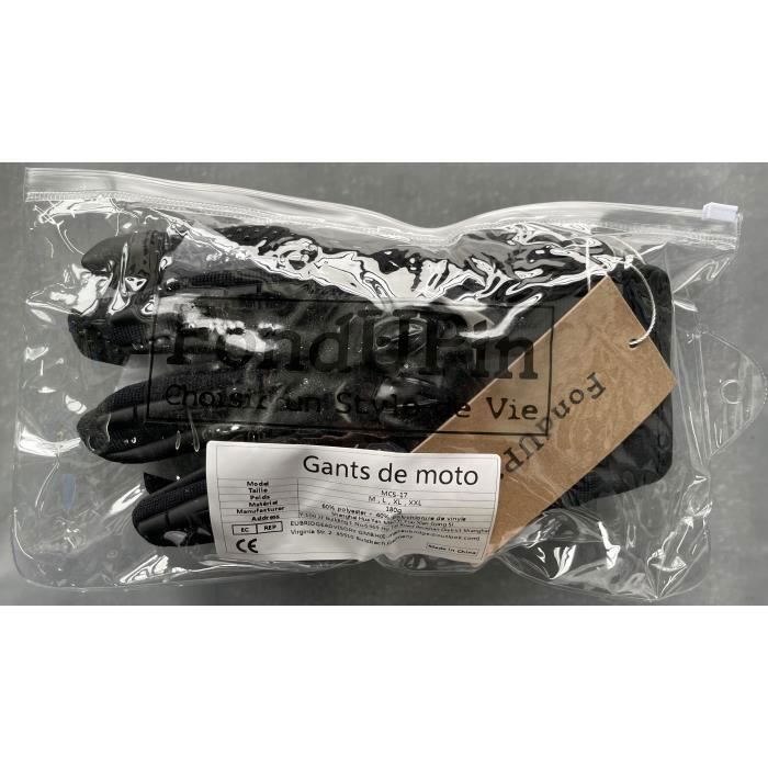 Guantes de moto, unisex, para scooter de entretiempo, compatibles con pantallas táctiles, transpirables para coche, moto y bicicleta - Negro