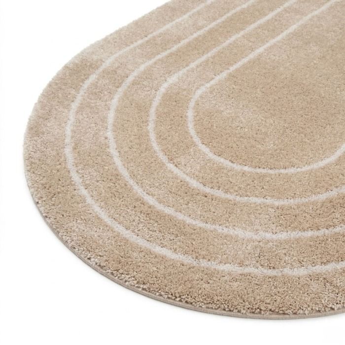 Tapis ovale à poils doux effet shaggy beige 120x170