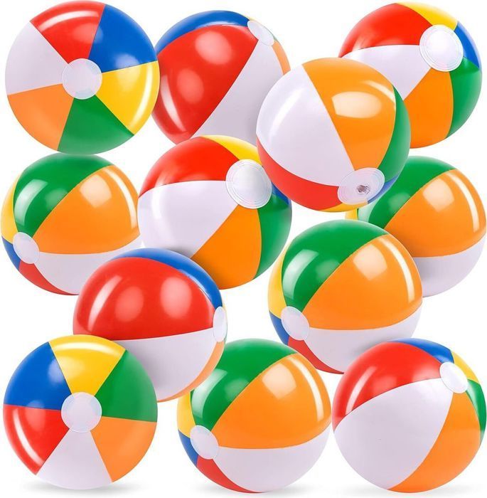Pelotas de playa Rainbow (paquete de 12), juguetes inflables de 30 cm para piscina, ideales para juegos acuáticos de verano, juego combinado.
