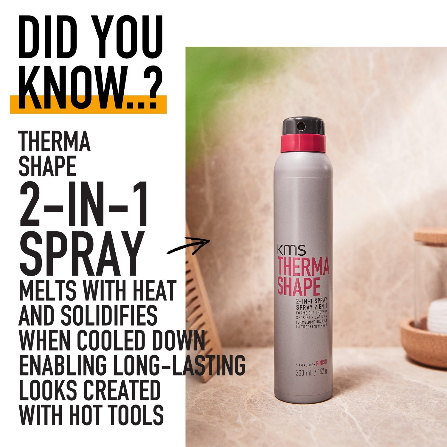 KMS plaukų lakas „Thermoshape“ 2 viename purškiklis – 200 ml
