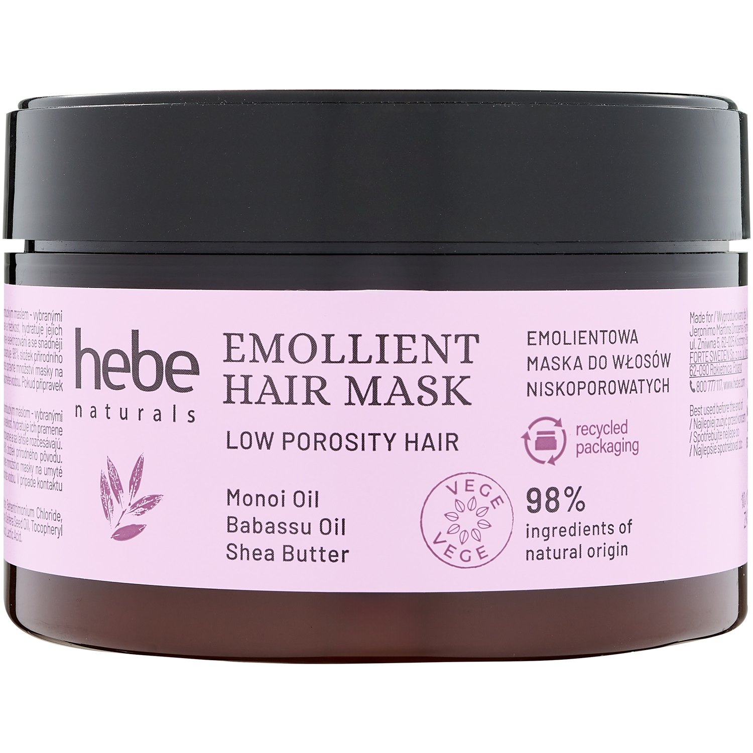 Hebe Naturals mīkstinoša matu maska
