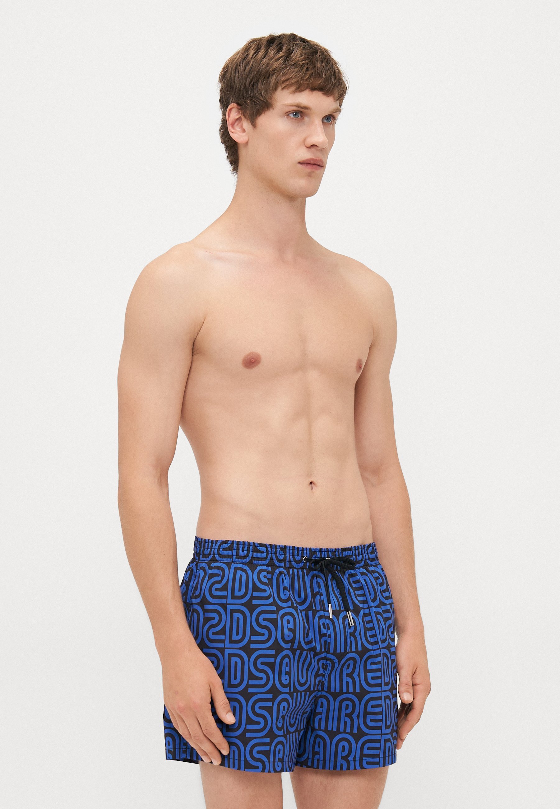 Short de bain midi Dsquared2 NEOCLASSIC ALLOVER LOGO - Noir/Bleu