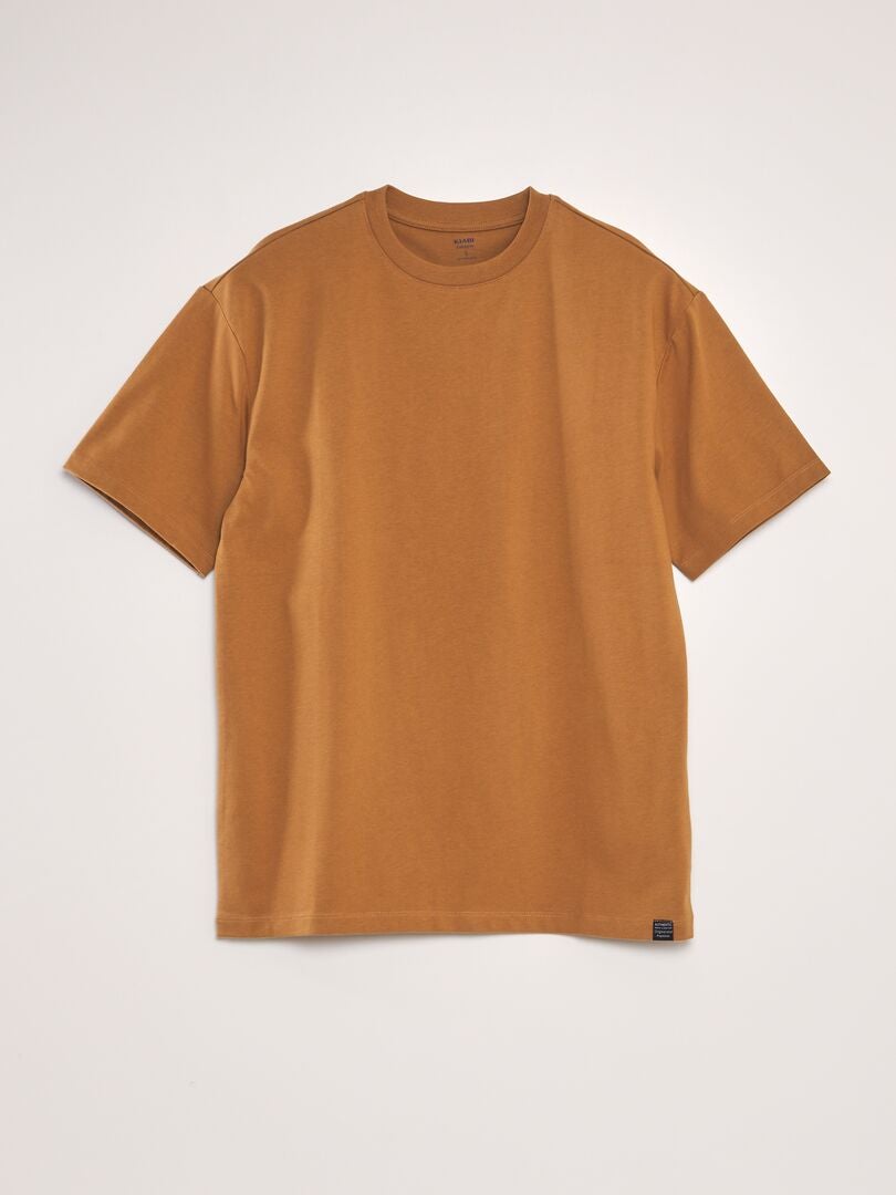 Effen katoenen T-shirt - BRUIN