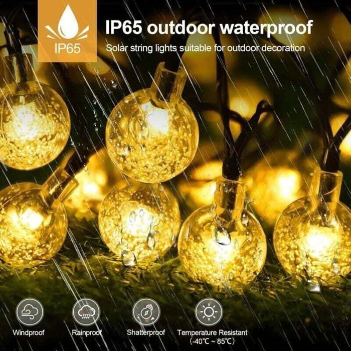 Guirlande Solaire Exterieur, 12M 100LEDs Guirlande Lumineuse Exterieure, 8 Modes IP65 Étanche Guirlande Lumineuse Exterieure