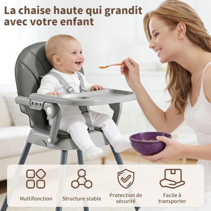 Trona infantil 3 en 1, trona convertible, asiento elevador, silla baja, cojín extraíble, para niños de hasta 36 meses.