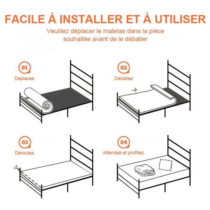 Conjunto de colchão Frixovel 90x190 e cama com cabeceira, edredom e travesseiro.