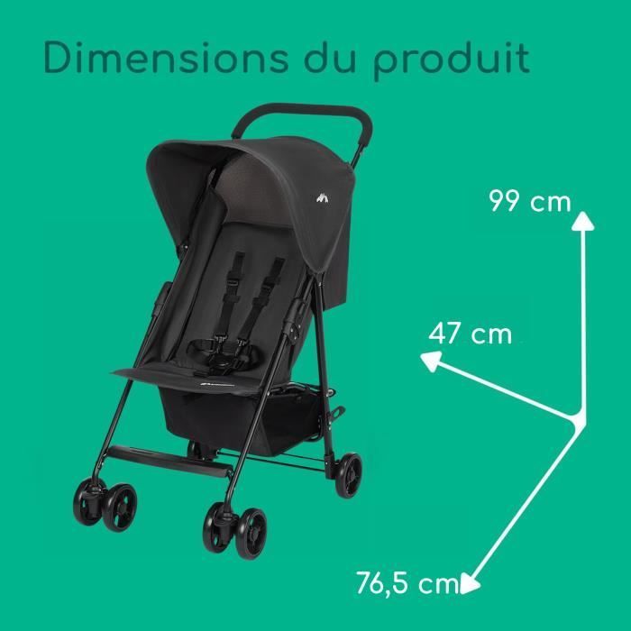 BEBE CONFORT Poussette canne Snow, ultra-légère (5 kg), De la naissance à 4 ans , Siège inclinable, Pliage compact, Mineral Graphite
