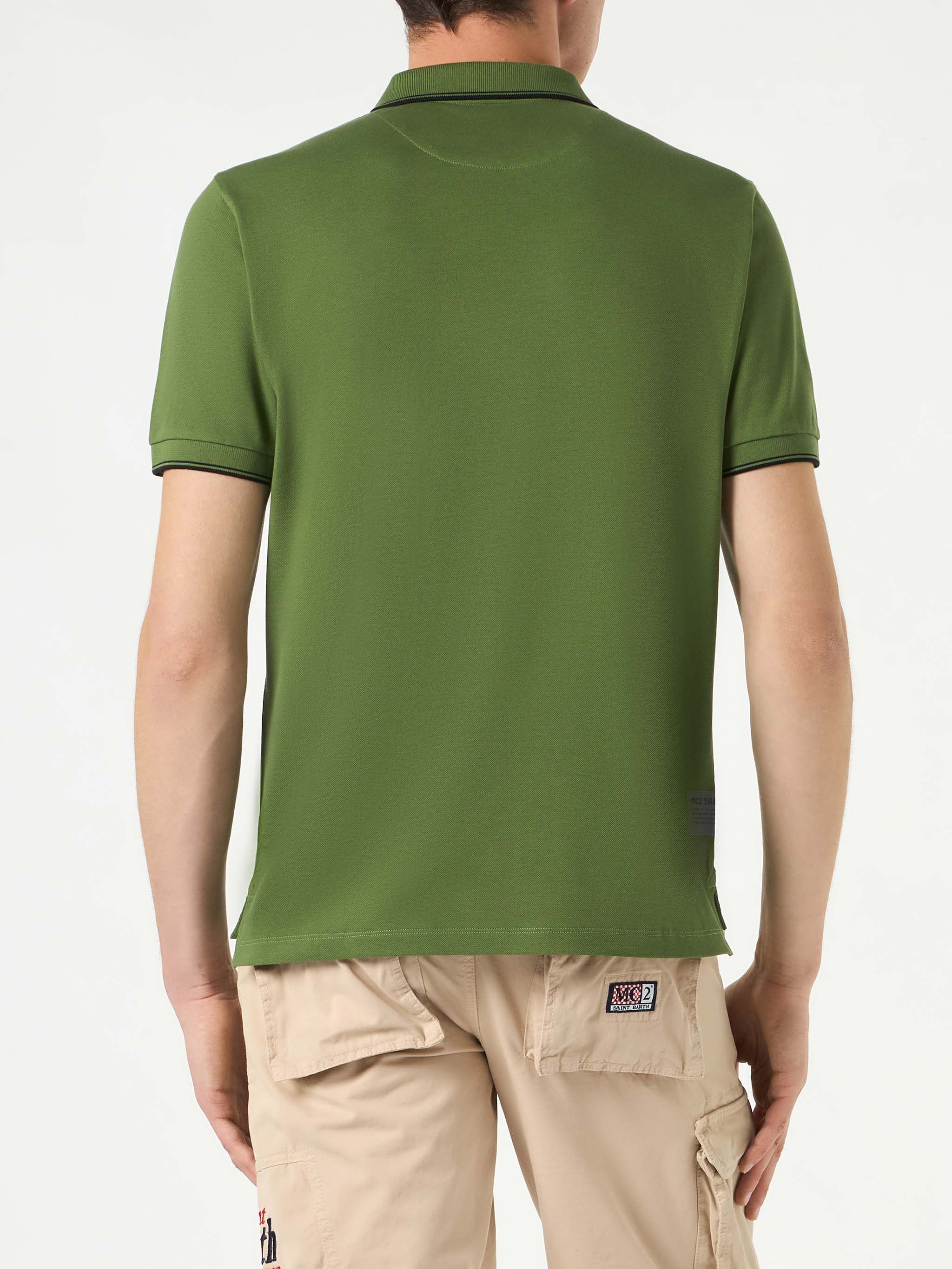 Militairgroene piqué poloshirt met St. Barth-ruitlogo.