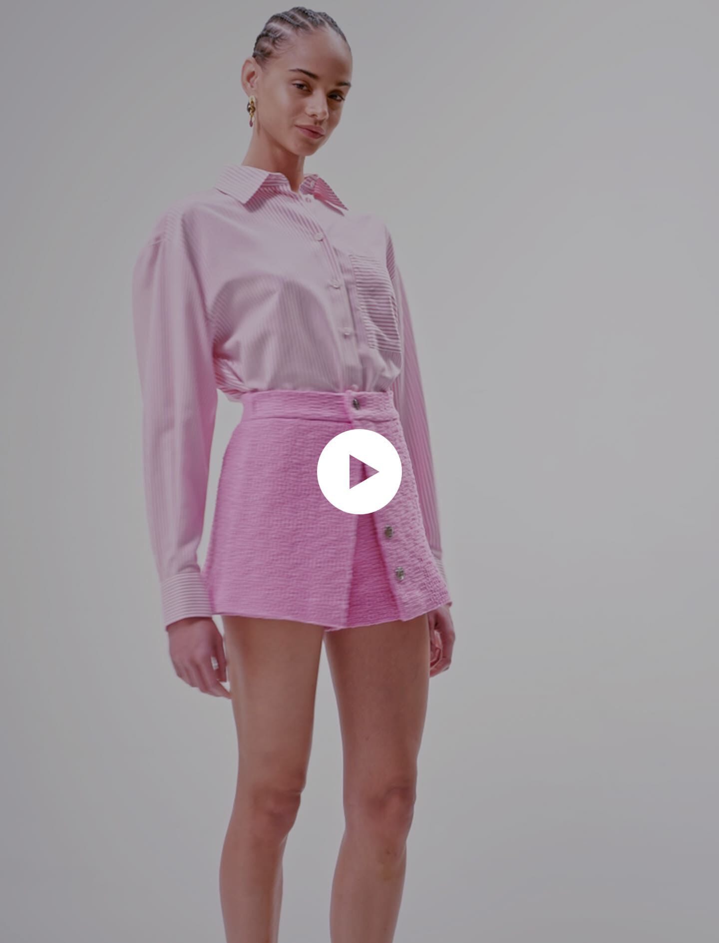 Geplooide tweed shorts - Roze