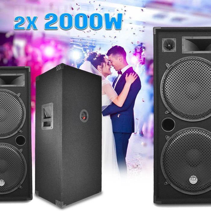 Pacchetto completo per impianto audio DJ: amplificatore da 3000 W + 2 altoparlanti da 2000 W, mixer USB Bluetooth, struttura di illuminazione a LED multieffetto.