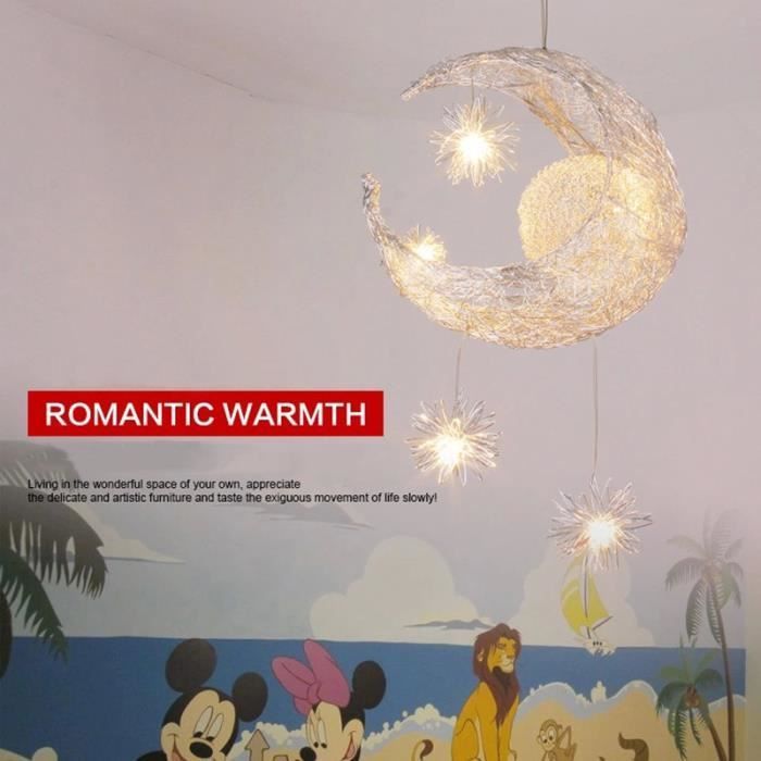 Plafonnier en aluminium LEMONBEST - Lumière de lune et d'étoile - Chambre d'enfant - Blanc