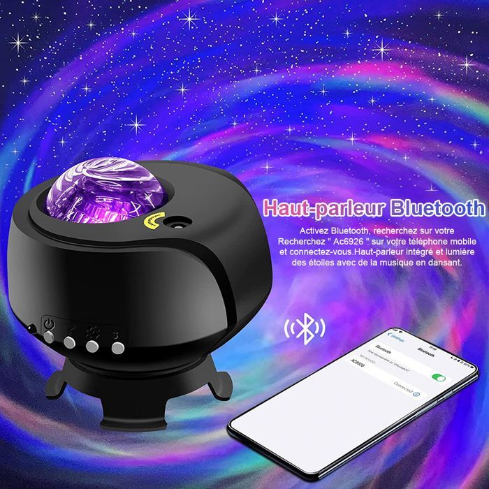 Large Galaxy Projector - Nebula Starry Sky - LED Projection Lamp with Remote Control, 4 Colors, Bluetooth - for Children