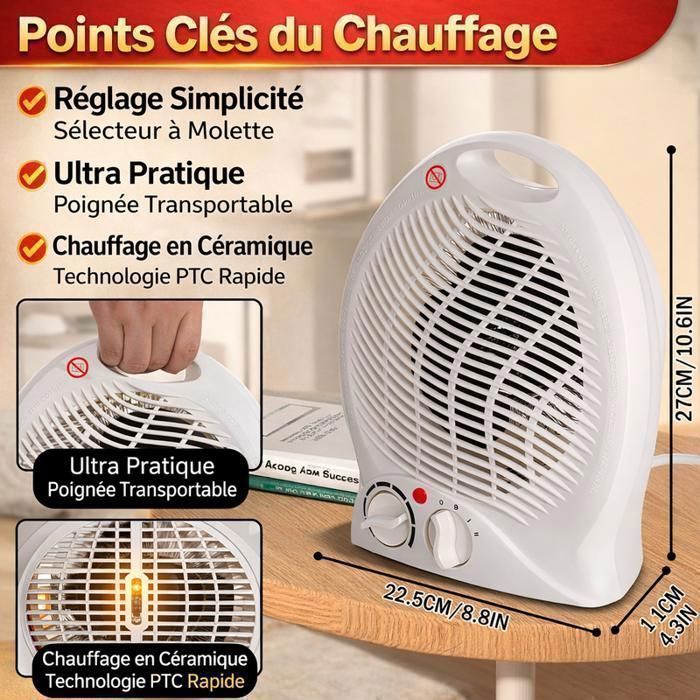 Riscaldatore ausiliario da 2000 W, riscaldamento rapido, silenzioso, basso consumo, riscaldatore portatile per la casa.