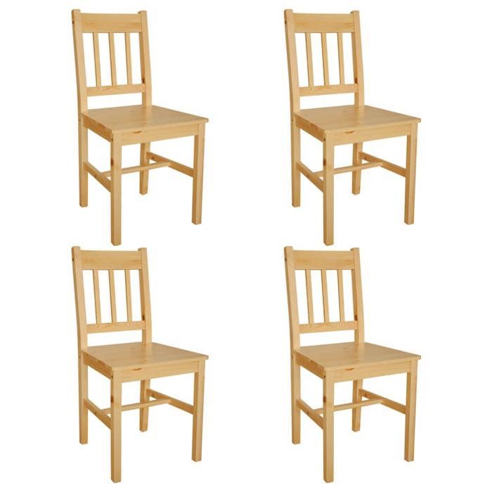 Lot de 4 chaises de salle a manger cuisine style rustique en bois de pin CDS021329