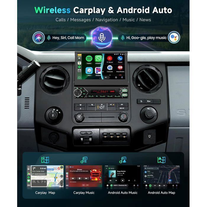 Autorradio 1 Din DAB+ con pantalla retráctil motorizada de 7