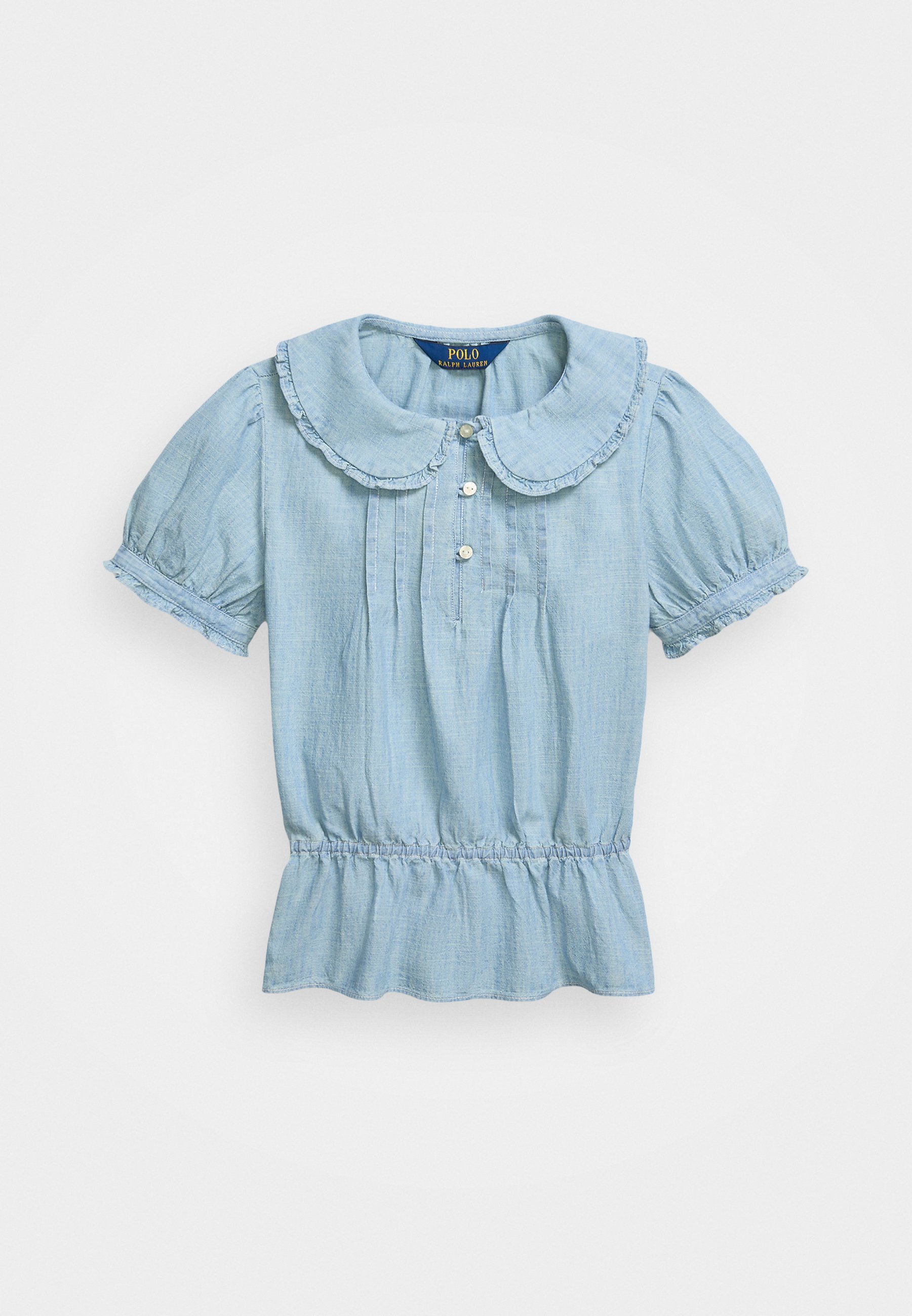 Chemisier péplum en chambray de coton indigo Polo Ralph Lauren - neuf, délavage moyen