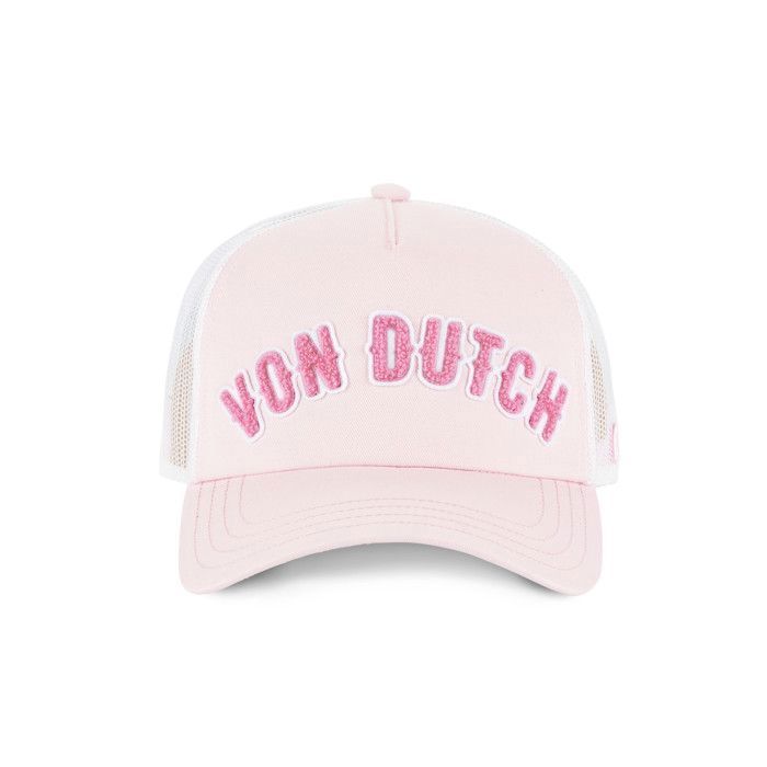 Vondutch Girls' Buckl Trucker Cap - Trucker Style - Rigid Mesh - Pink | White - Rounded Brim