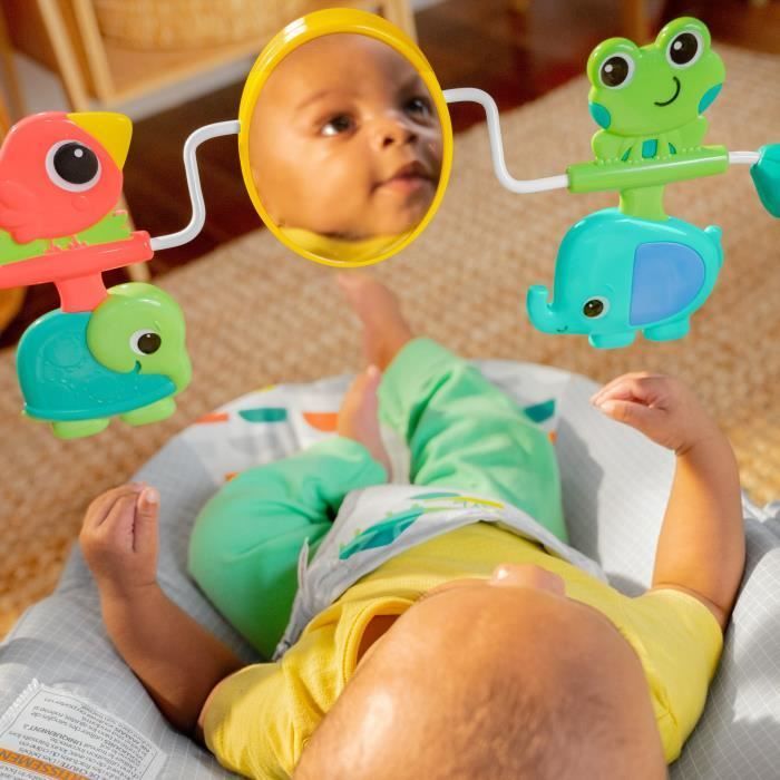 BRIGHT STARTS Baby Bouncer Animals, Soothing Vibrations, Activity Arch with Interactive Toys, Baby Gift