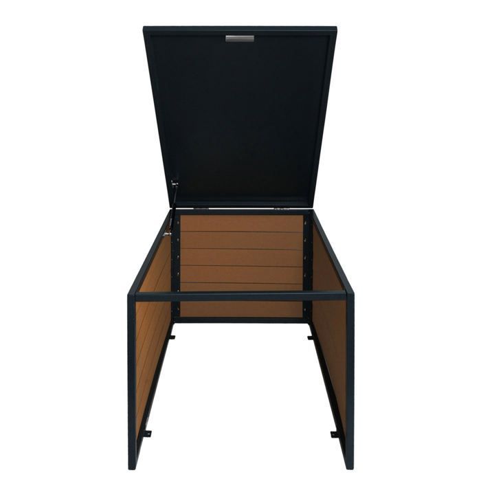 Garage XL pour robot tondeuse avec couvercle – Structure en WPC et metal 43 x 70 x 90 cm – Aspect chêne 04_0006942