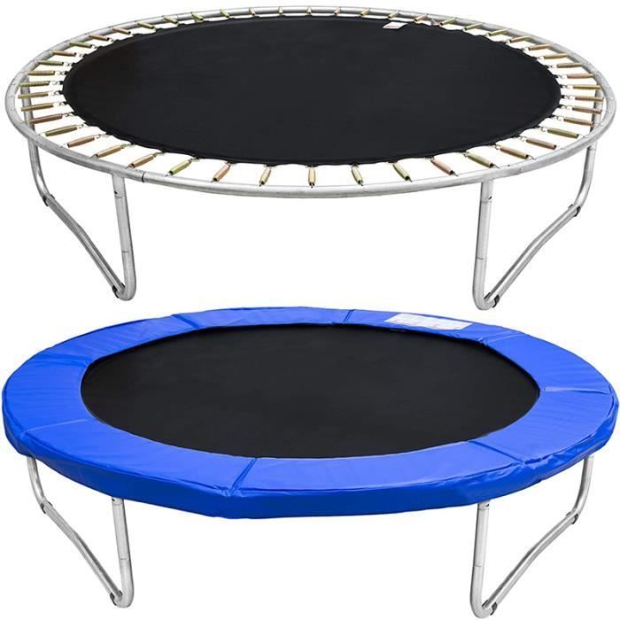 Cama elástica redonda infantil completa - HOMEWELL - 1,6 m - Red de seguridad - Azul