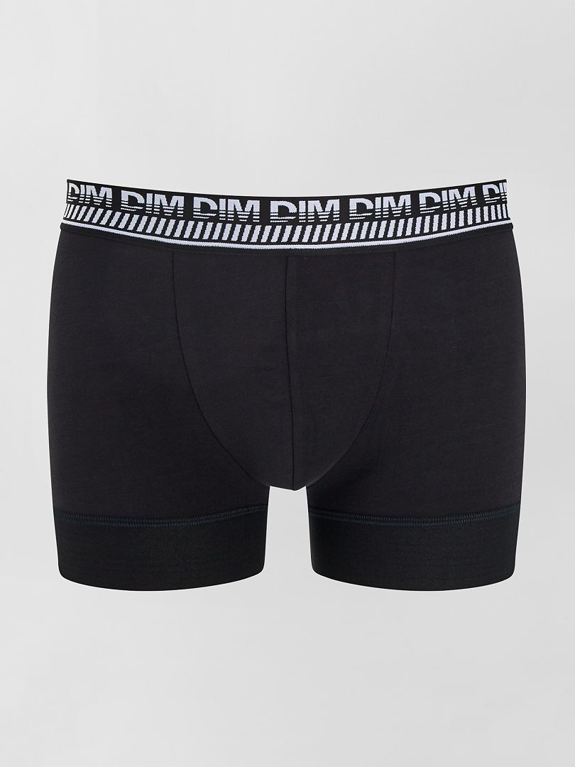 Conjunto de 2 cuecas boxer 3D Flex com elástico na cintura 'DIM' - PRETAS