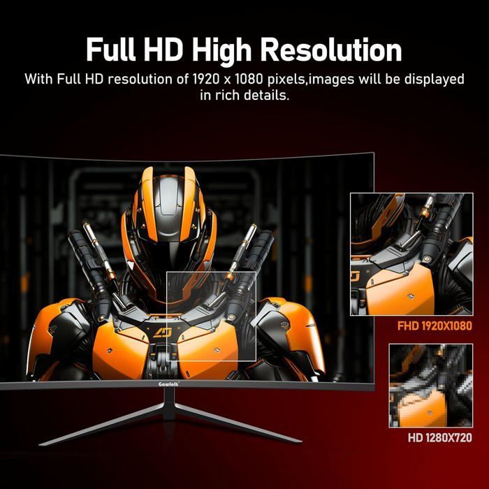 27-inch PC Monitor - GAWFOLK - Curved - Full HD 1920x1080 - 100Hz - AMD FreeSync