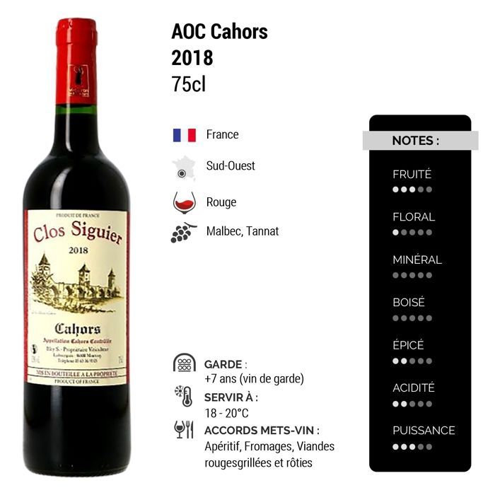 Clos Siguier Cahors 2018 - Red Wine from the Southwest (6x75cl)