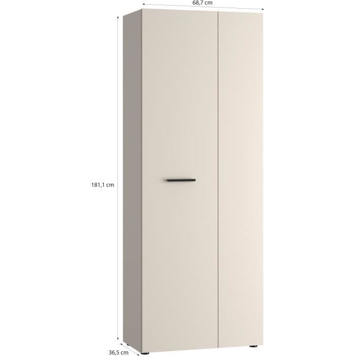 Mobile contenitore - 2 ante - Beige sabbia - L68,7 x P36,5 x H181,1 cm